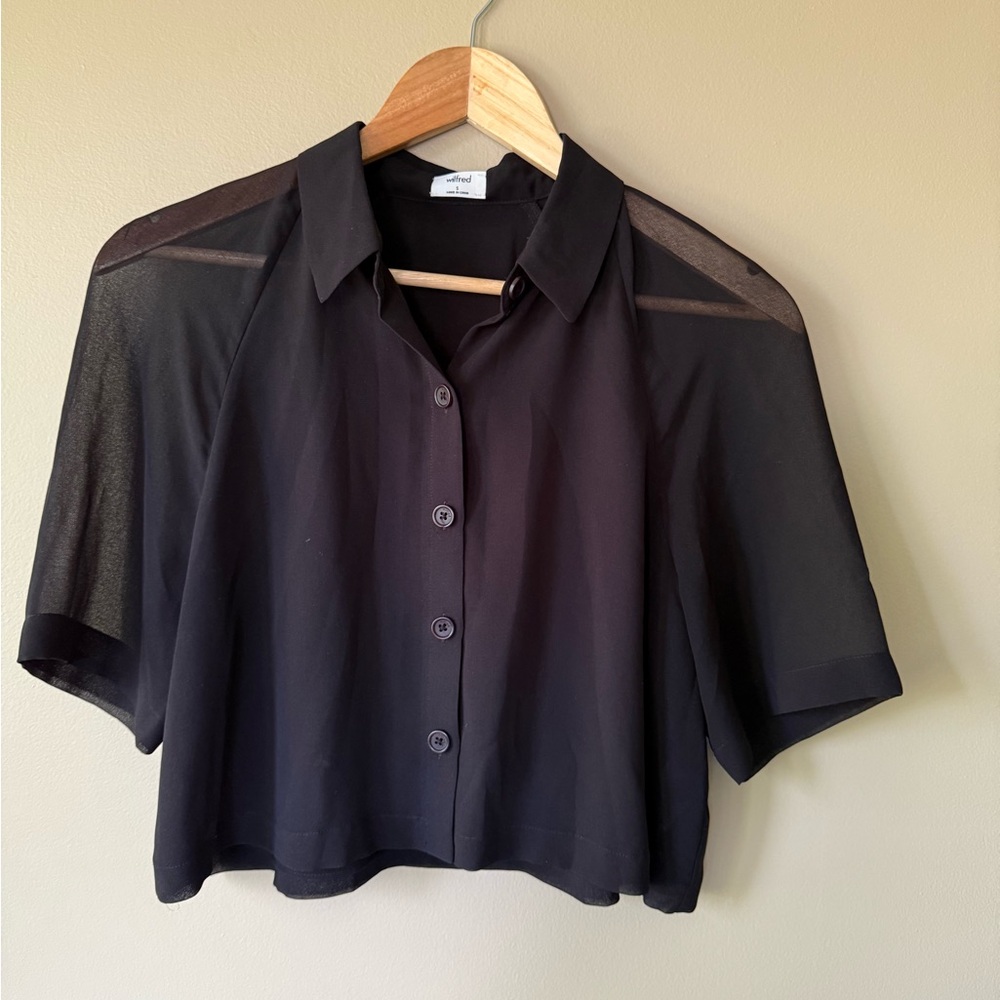 Wilfred Black Sheer Button Down Shirt